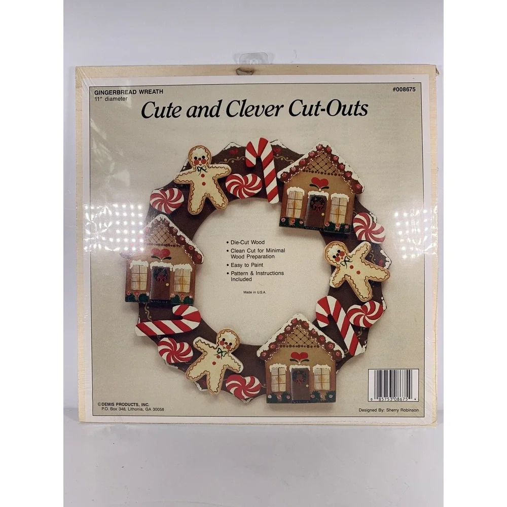 Christmas DEMIS Gingerbread Wood Wreath 11 inch Cute & Clever Cut-Outs NOS